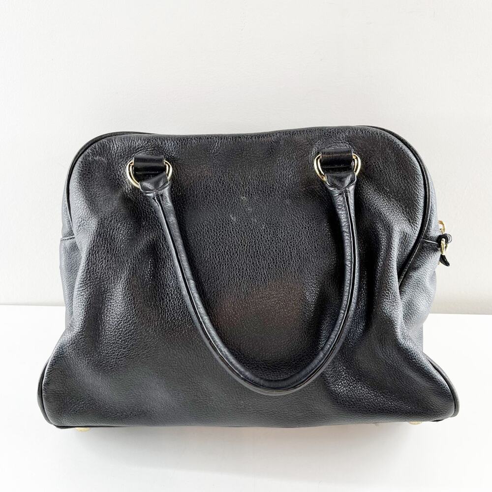 Michael Kors Knox Tassel Satchel Leather Purse Bag Black - Picture 5 of 7